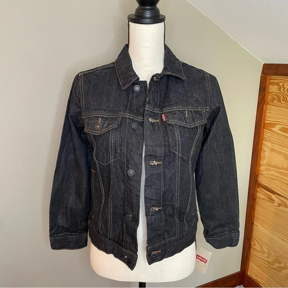 Levi’s Kids Denim Trucker Jean Jacket Dark Wash Unisex Medium 10-12 Years NWT